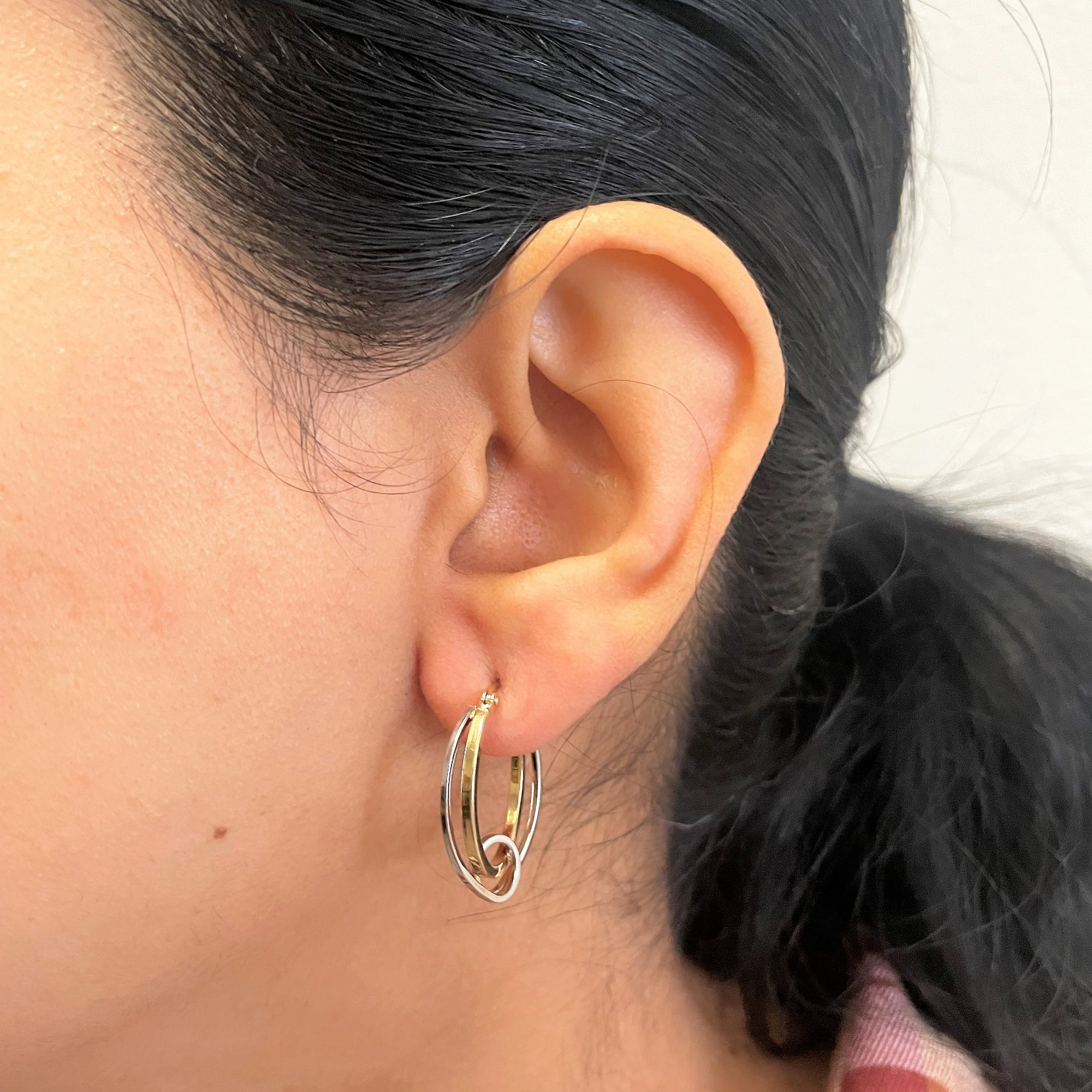 Two Tone Interlocking Hoop Earrings |