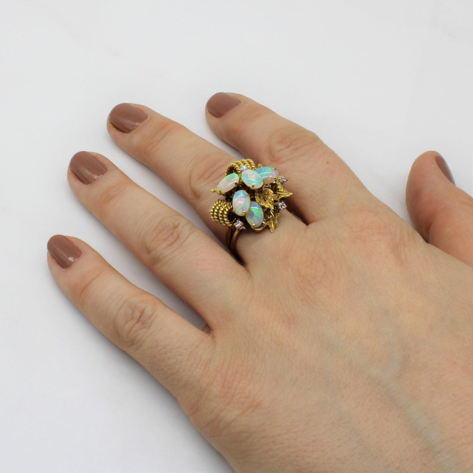 Opal & Diamond Cocktail Ring | 1.50ct, 0.12ctw | SZ 7.75 |