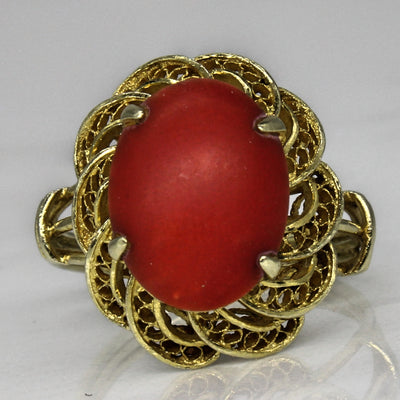 Vivid Coral Cocktail Ring | 2.00ct | SZ 4.75 |