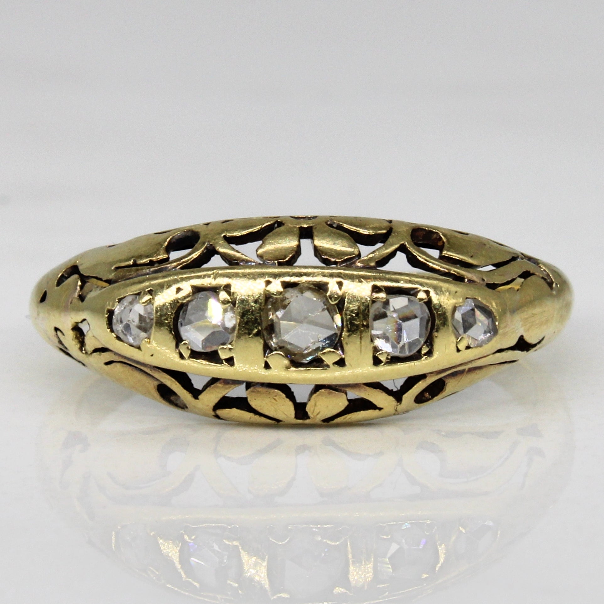 Bague victorienne à trois diamants | 0,07 ct | Taille 7 | 