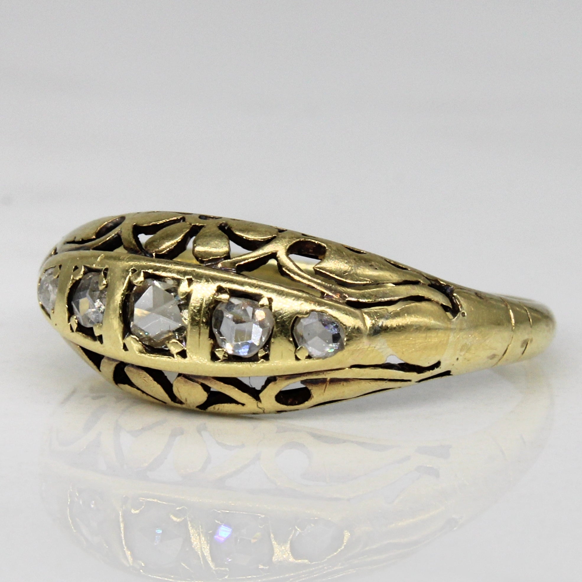 Bague victorienne à trois diamants | 0,07 ct | Taille 7 | 