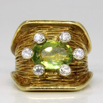 Peridot & Diamond Unique Design Ring | 1.25ct, 0.24ctw | SZ 6.5 |