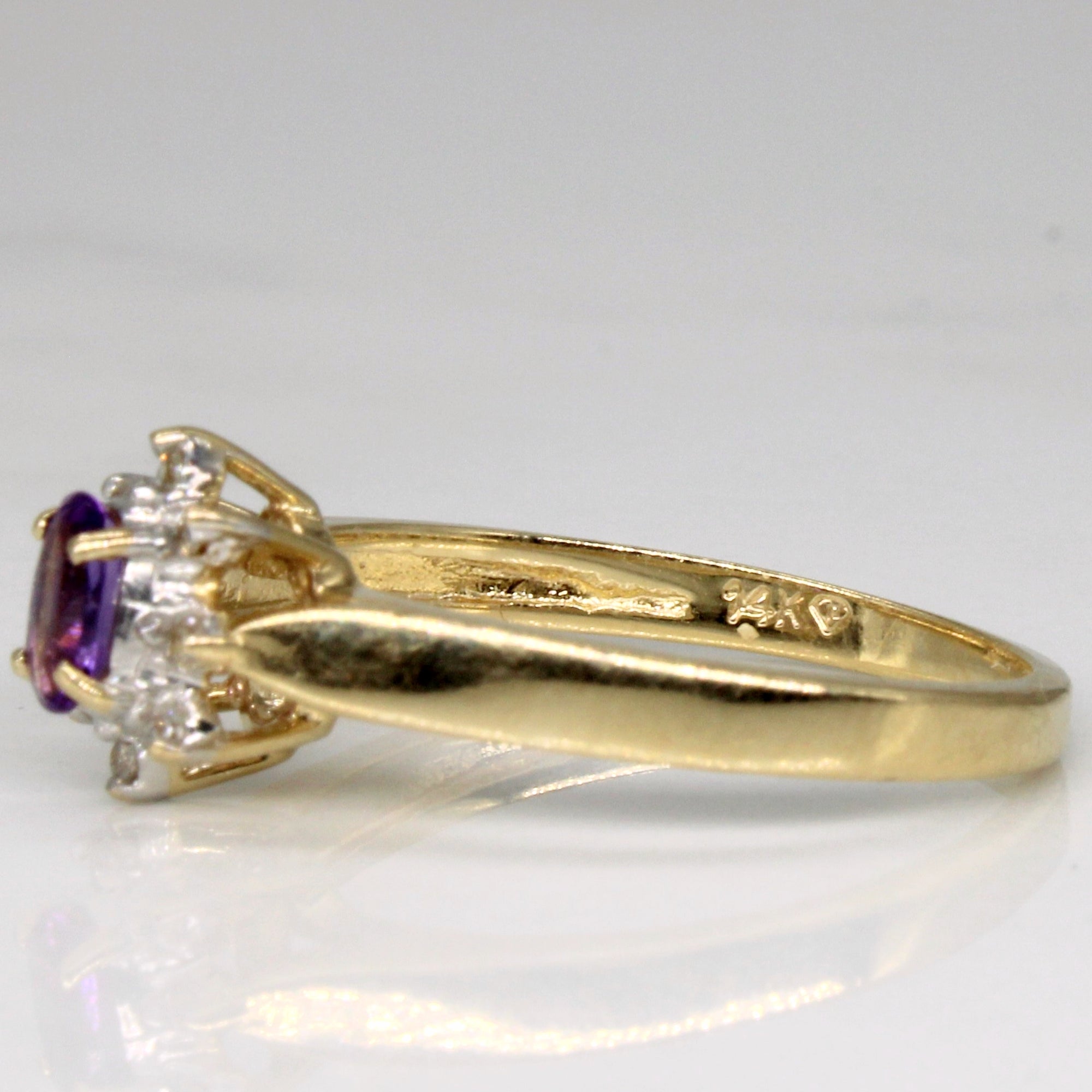 Amethyst & Diamond High Set Ring | 0.16ct, 0.04ctw | SZ 7 |