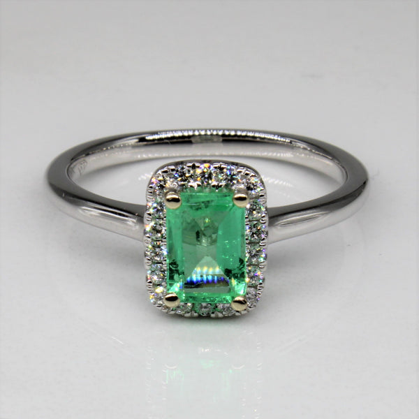 Emerald & Diamond Halo Ring | 0.58ct, 0.14ct | SZ 6.5 |