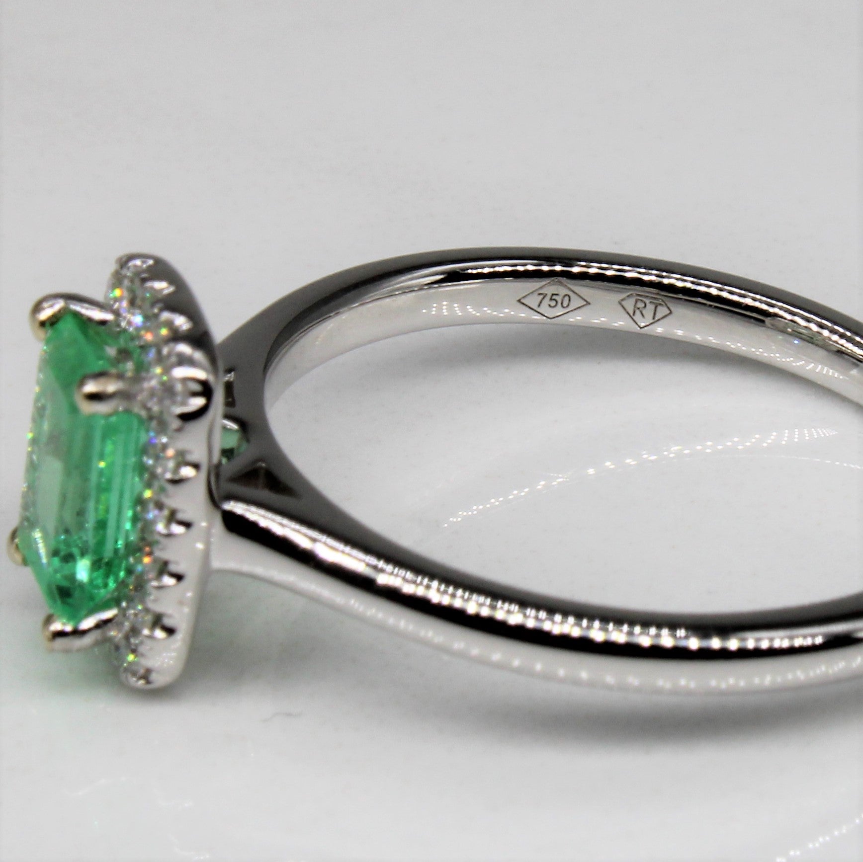 Emerald & Diamond Halo Ring | 0.58ct, 0.14ct | SZ 6.5 |