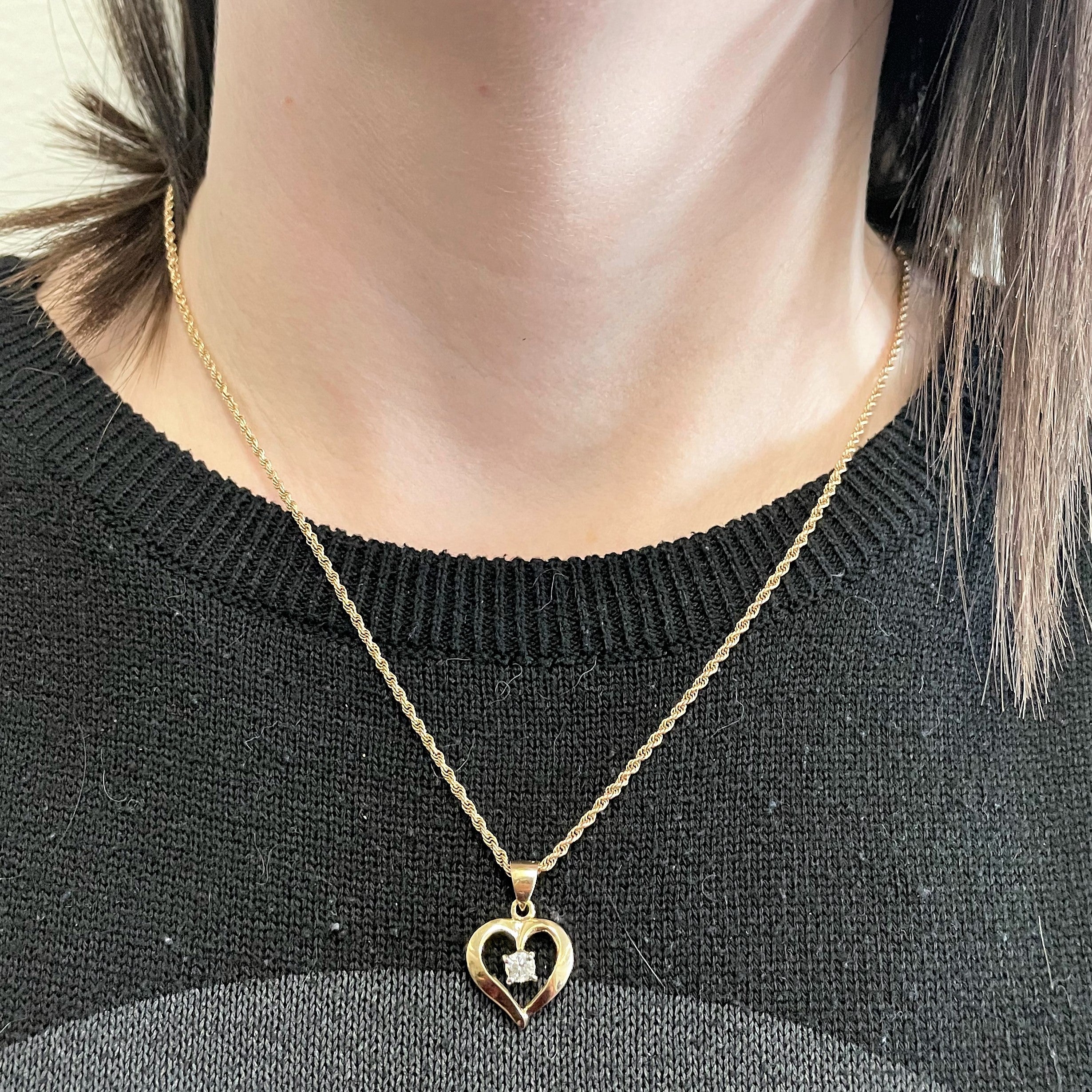Solitaire Diamond Heart Necklace | 0.20ct | 20" |