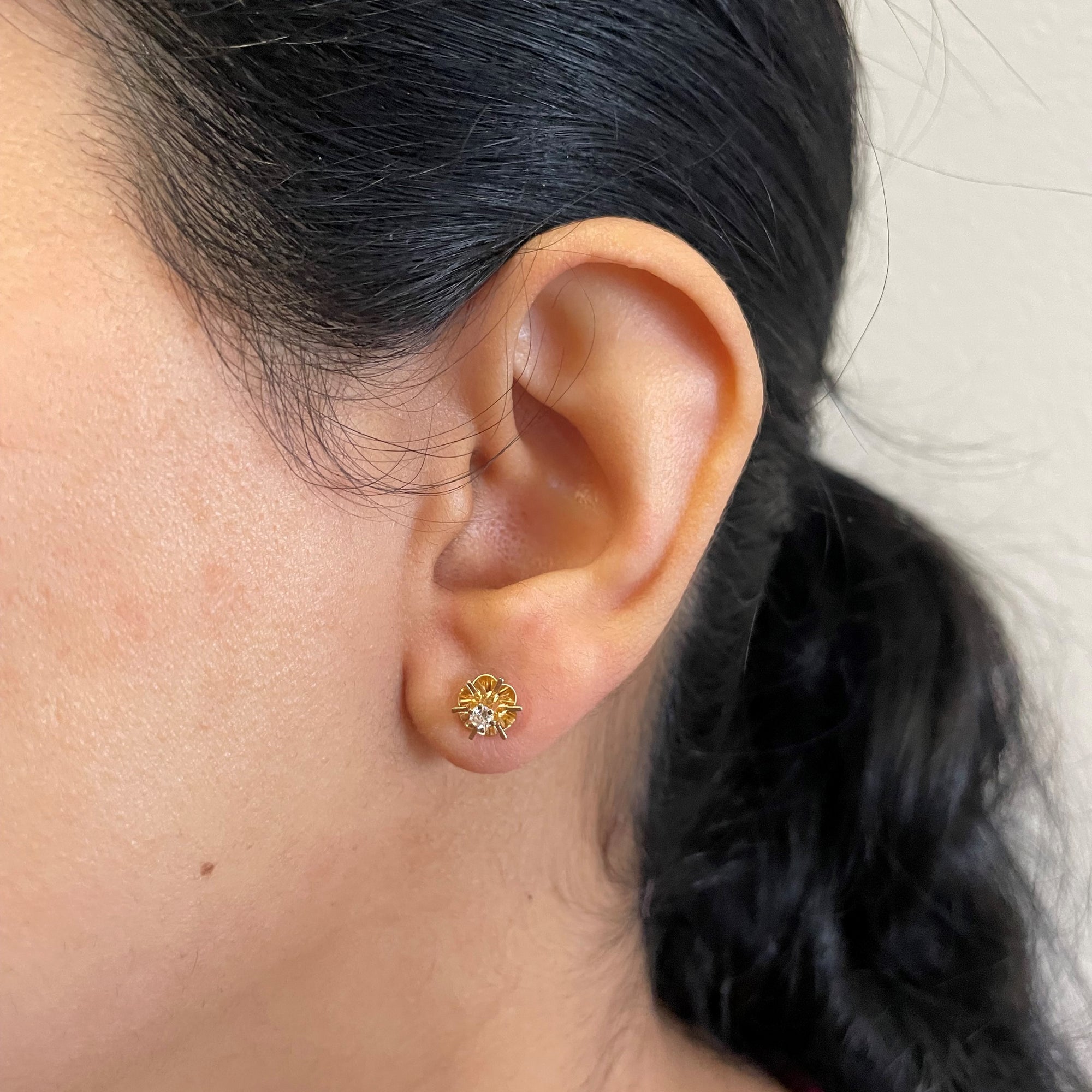Belcher Set Diamond Stud Earrings | 0.12ctw |