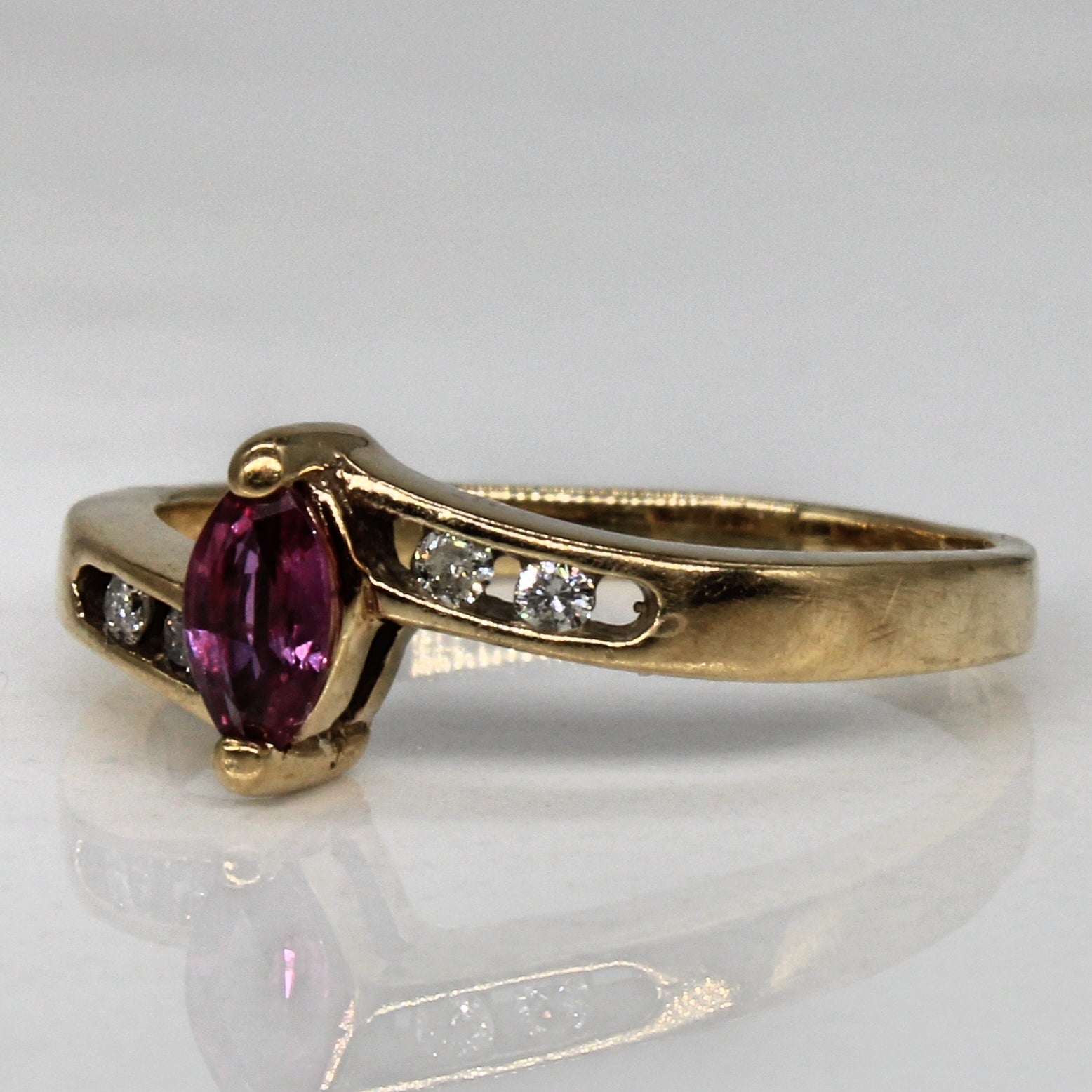 Marquise Ruby & Diamond Ring | 0.14ct, 0.04ctw | SZ 3.5 |