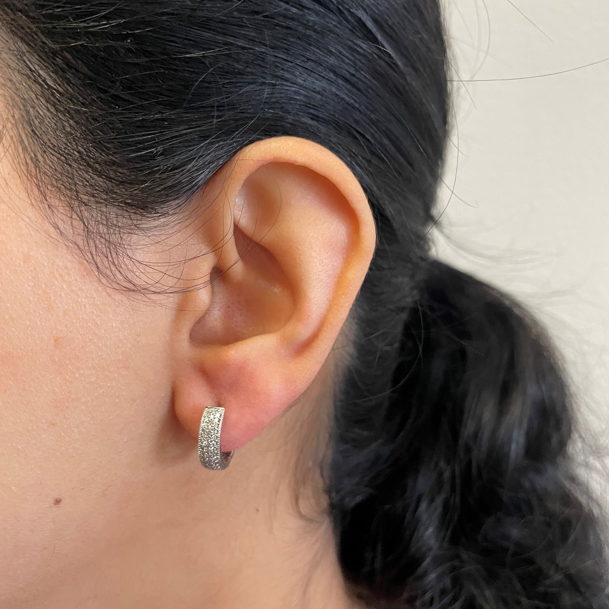 Pave Diamond Huggie Earrings | 0.08ctw |