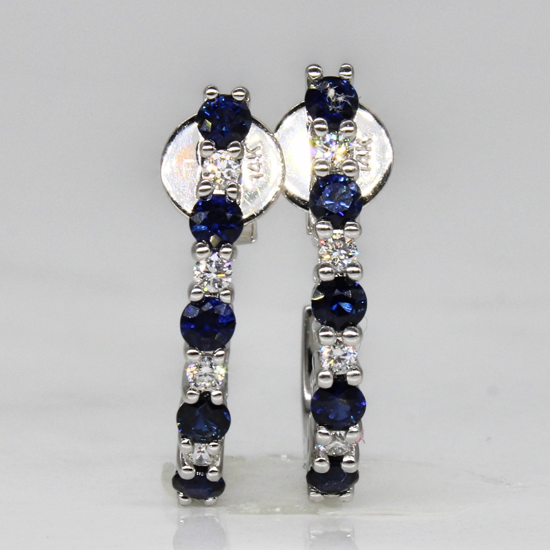 Sapphire & Diamond Huggie Earrings | 0.50ctw, 0.16ctw |