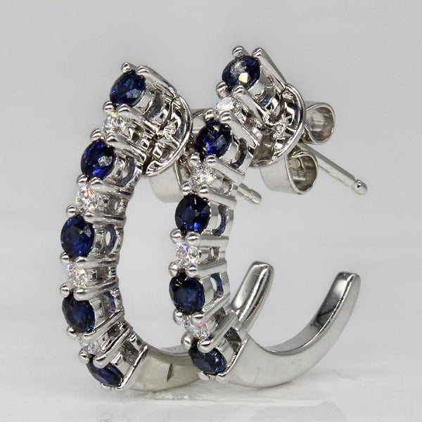 Sapphire & Diamond Huggie Earrings | 0.50ctw, 0.16ctw |
