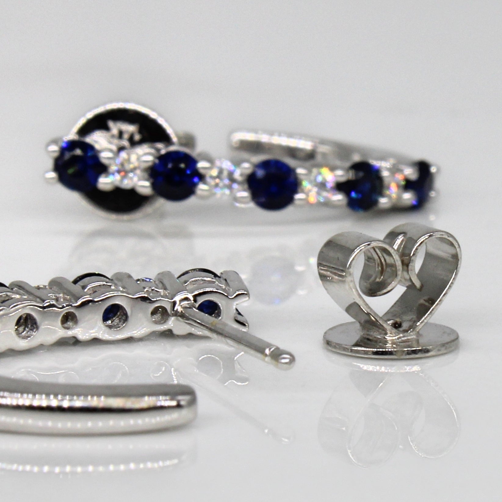 Sapphire & Diamond Huggie Earrings | 0.50ctw, 0.16ctw |
