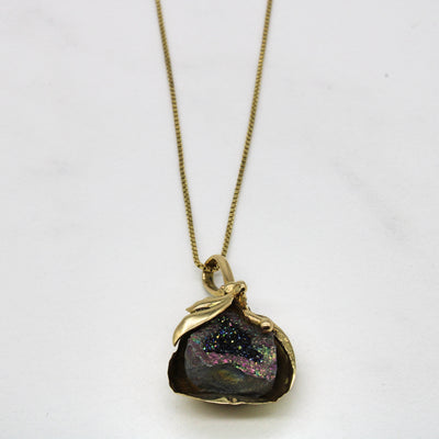 Treated Quartz Geode Necklace | 18