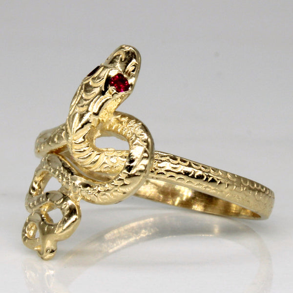 Synthetic Ruby Snake Ring | 0.03ctw | SZ 9 |