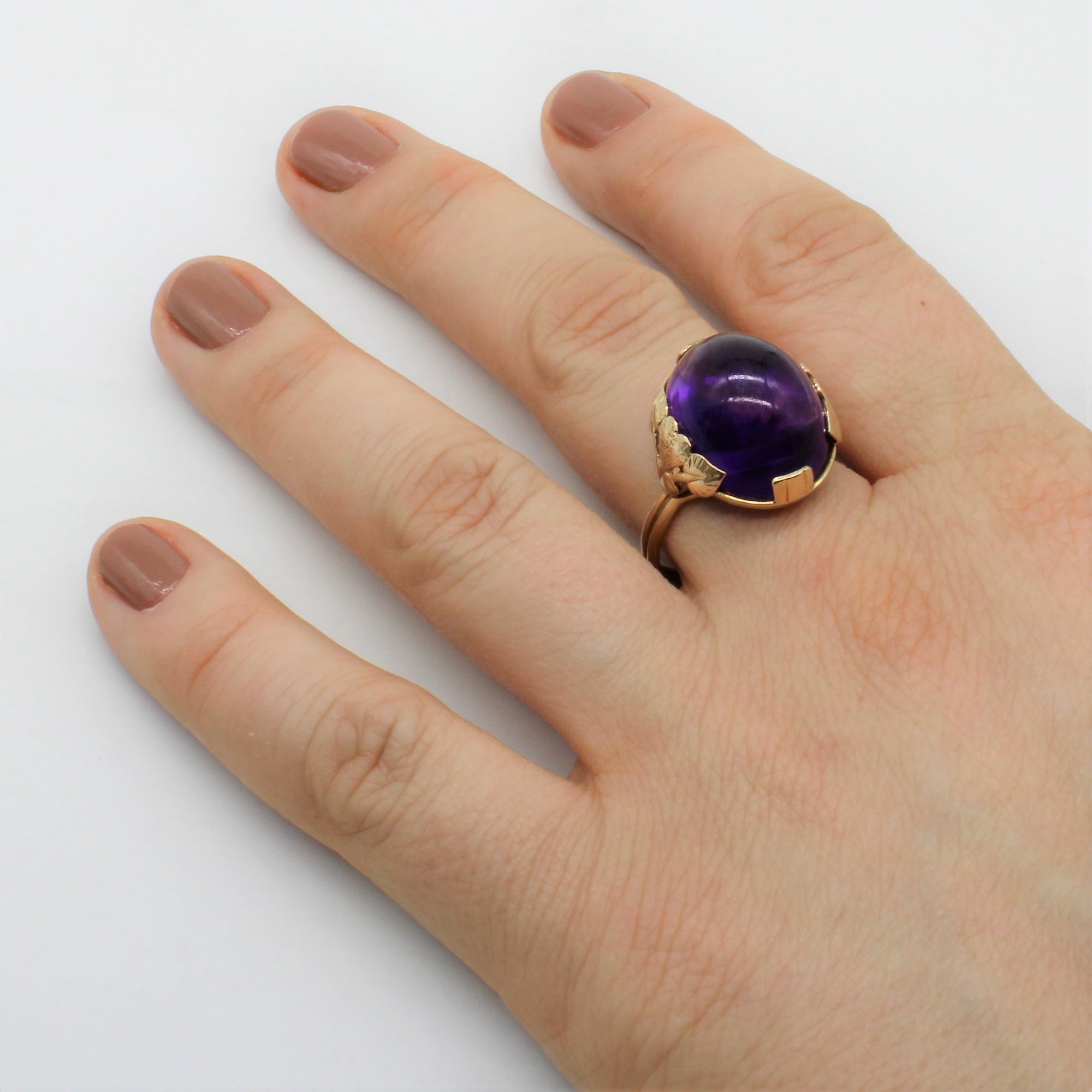 Amethyst Cabochon Cocktail Ring | 17.00ct | SZ 8.75 |