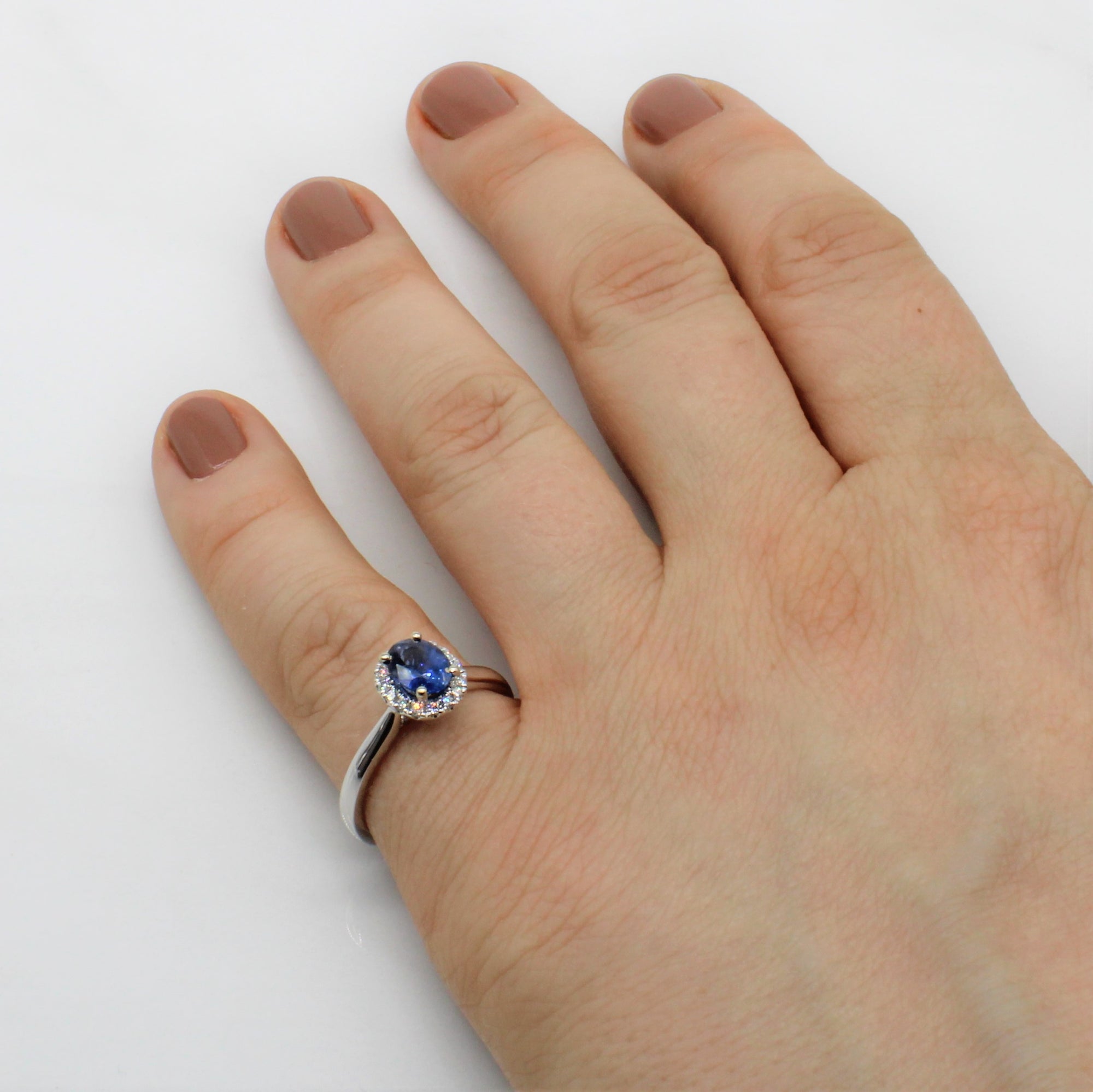 Sapphire & Diamond Halo Ring | 1.00ct, 0.12ctw | SZ 6.5 |