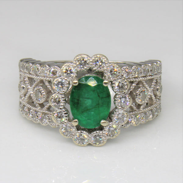 'Effy' Emerald & Diamond Ring | 1.00ct, 0.60ct | SZ 7 |