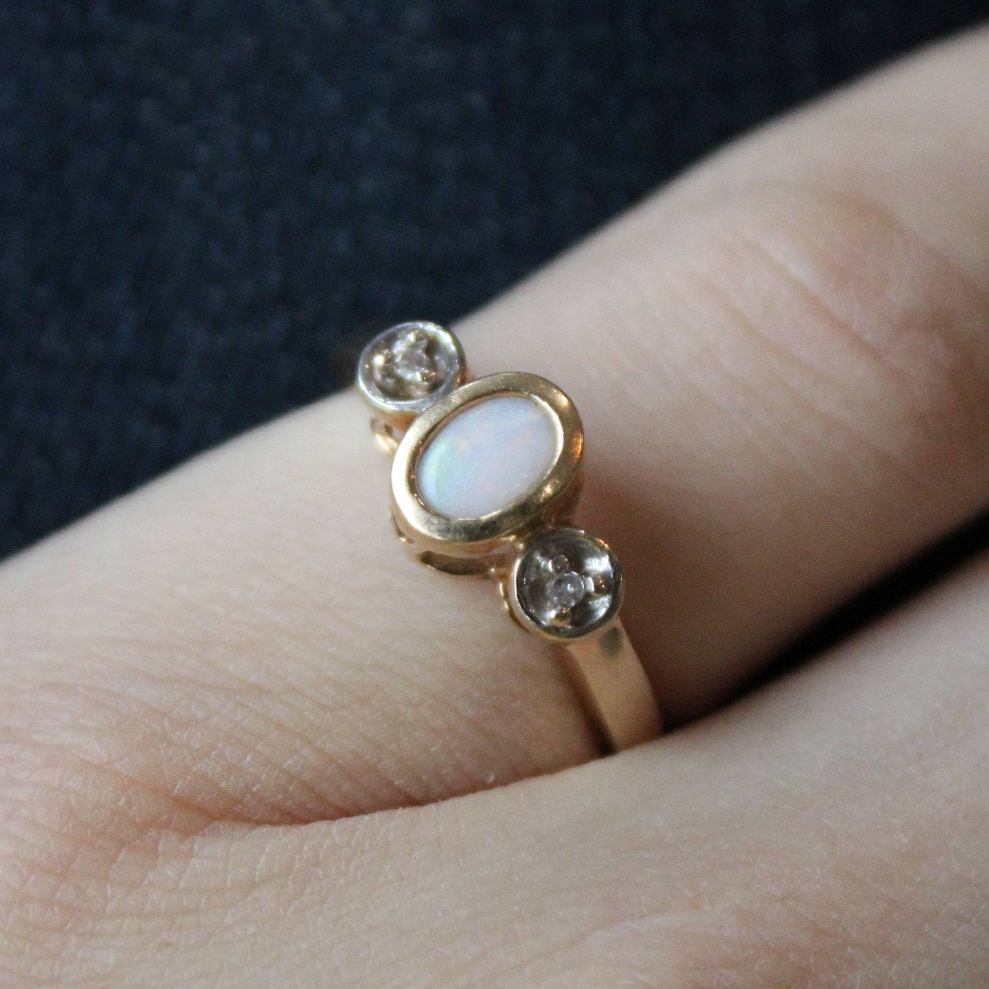 Opal & Diamond Three Stone Ring | 0.31ct, 0.01ctw | SZ 6.25 |