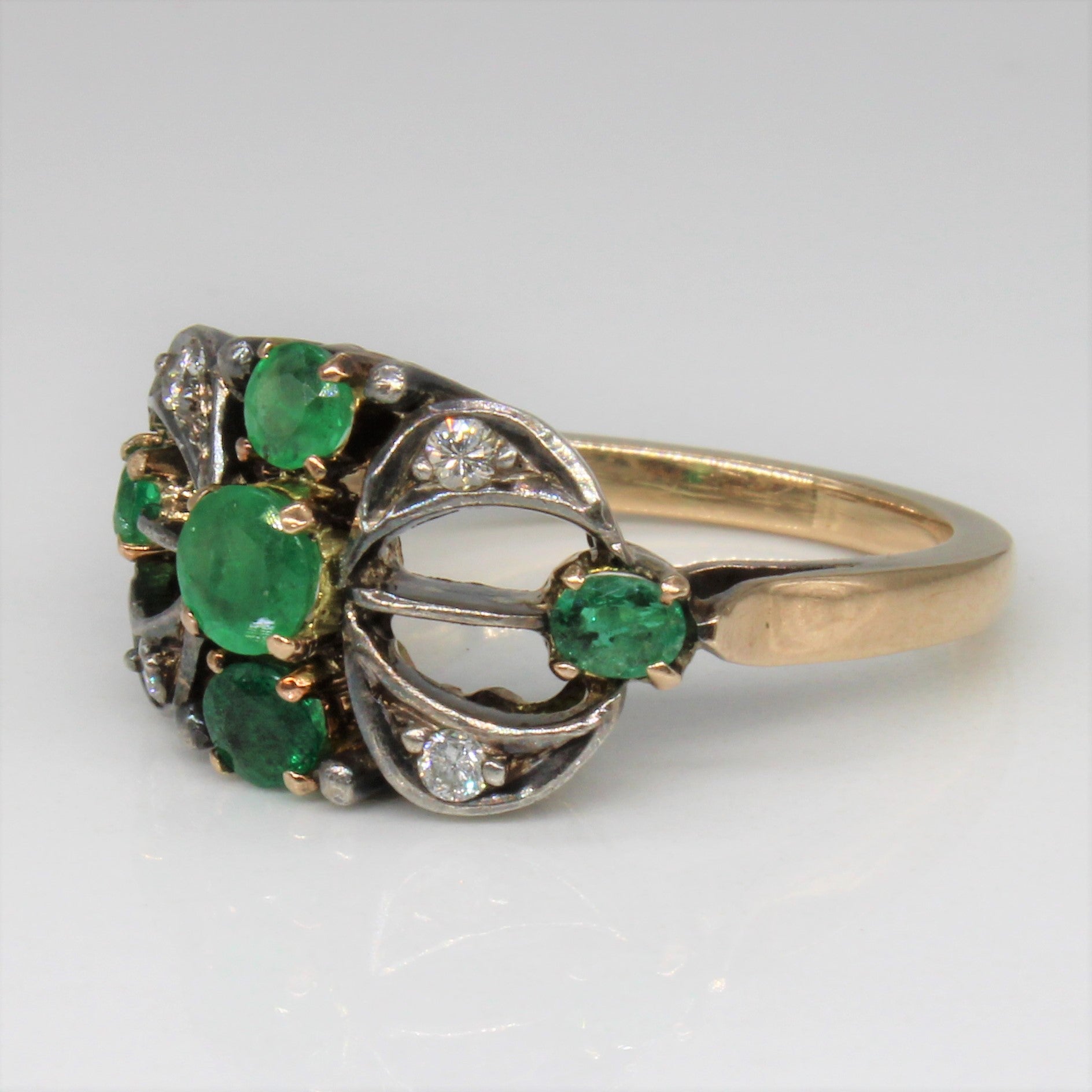 Early Victorian Era Emerald & Diamond Ring | 0.55ct, 0.12ct | SZ 5.5 |