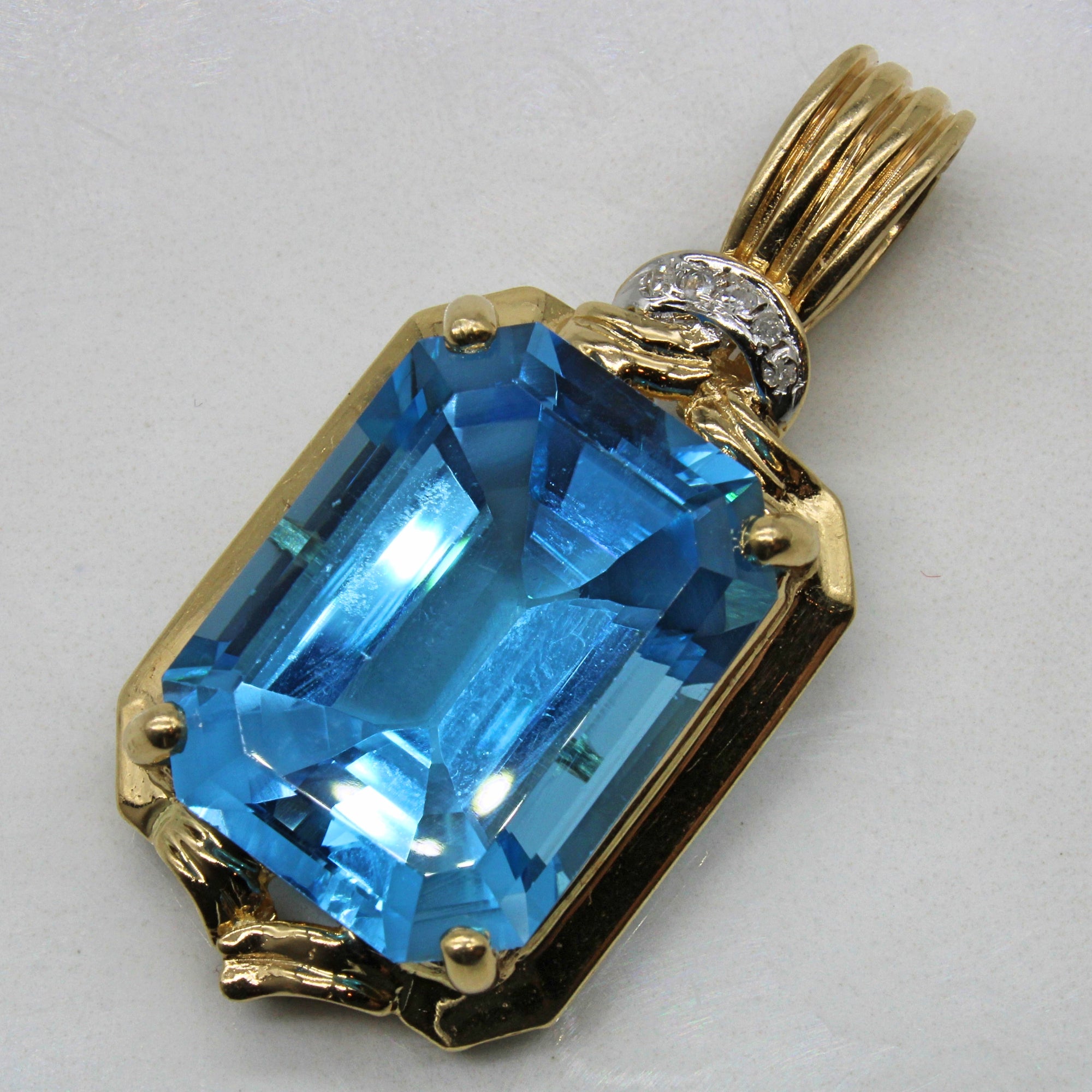 Blue Topaz & Diamond Pendant | 26.65ct, 0.04ctw |