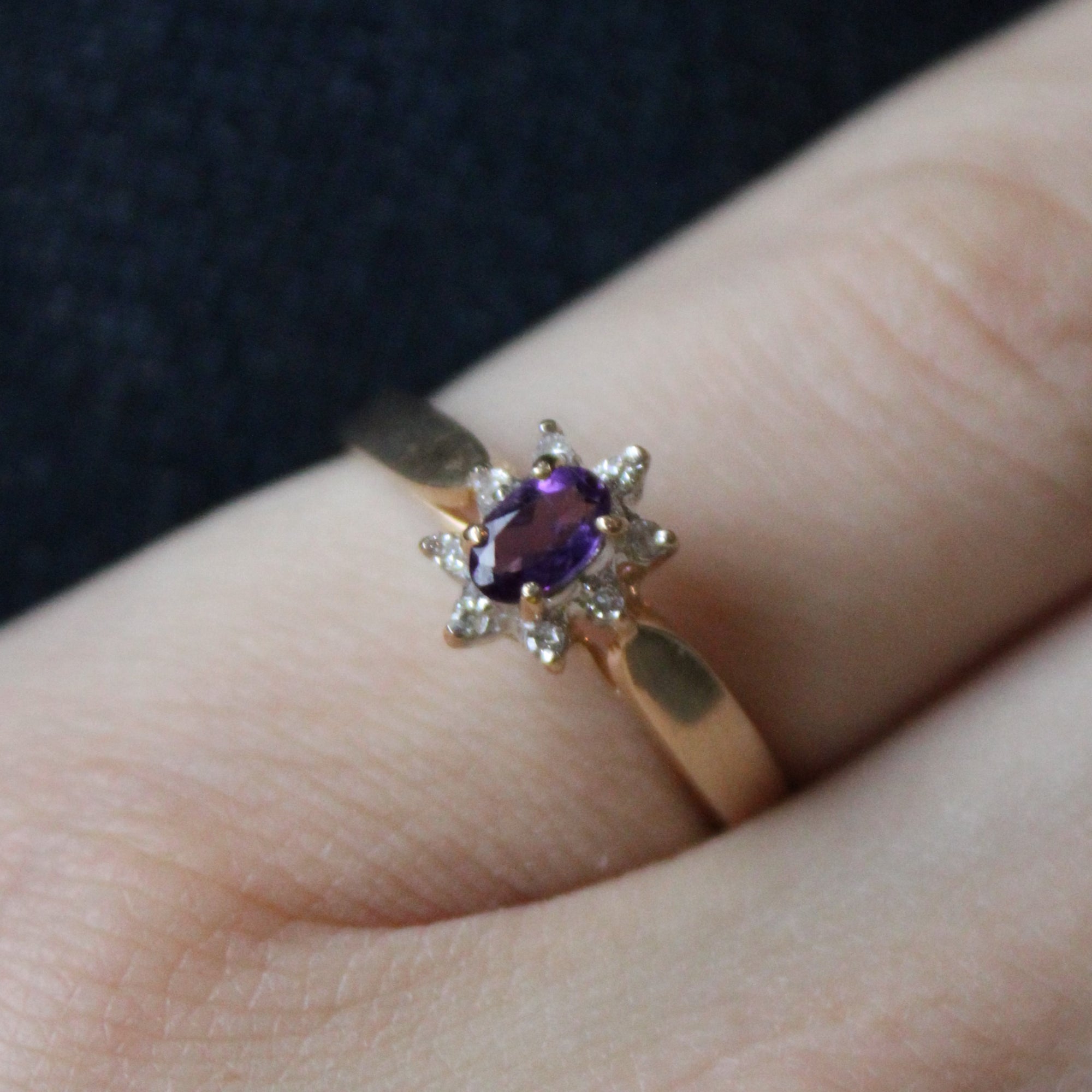 Amethyst & Diamond High Set Ring | 0.16ct, 0.04ctw | SZ 7 |