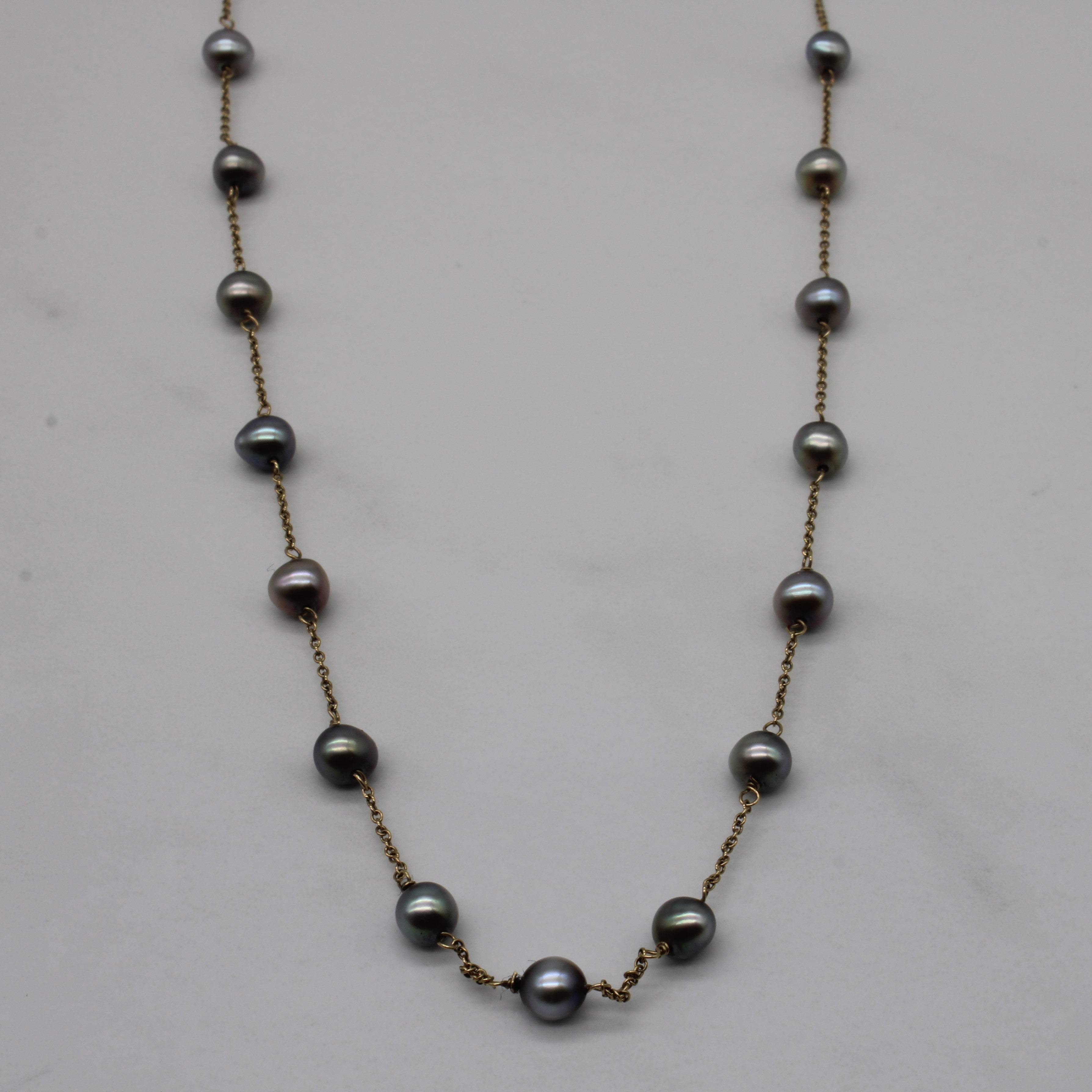 Black Pearl sale Station Necklace