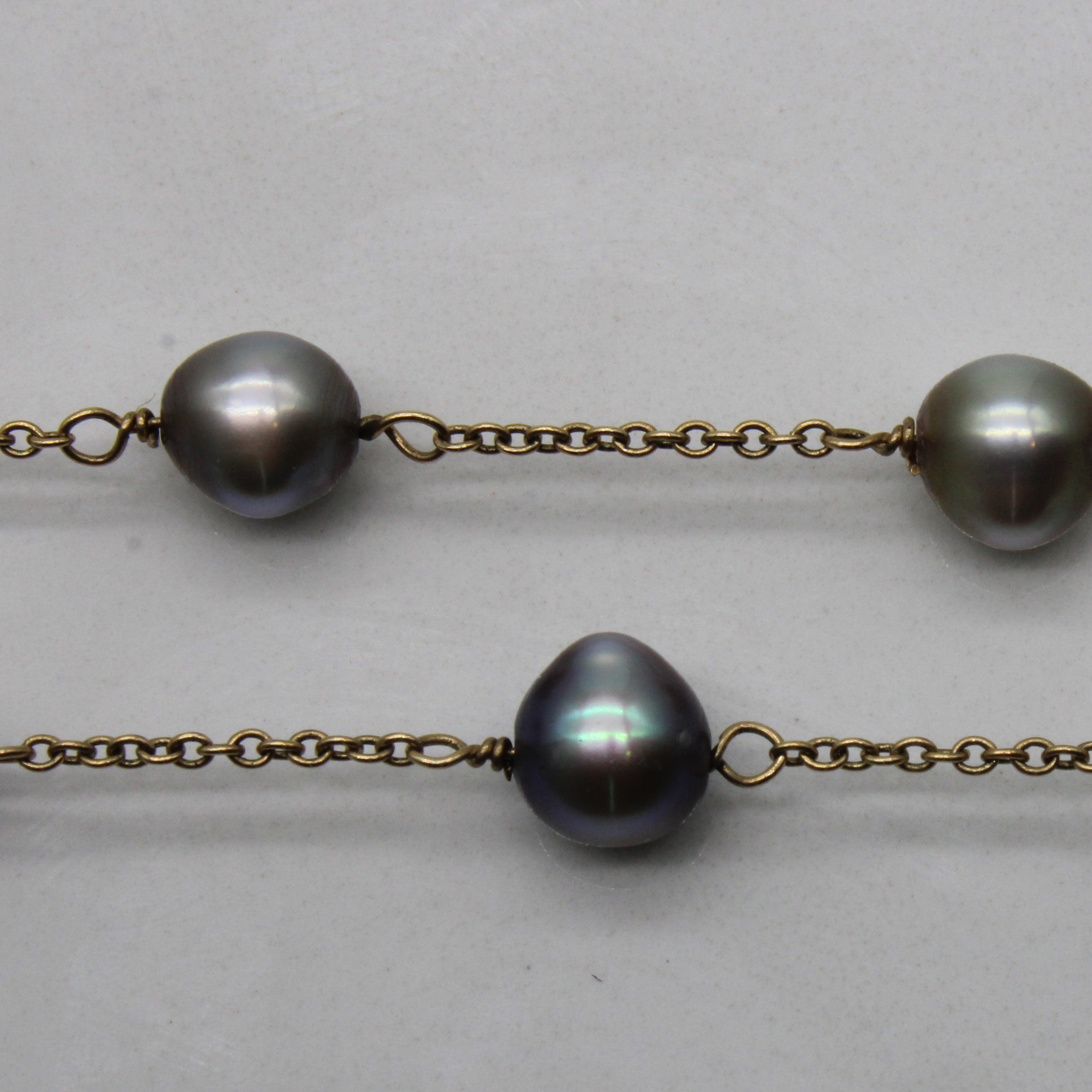 Black Pearl Station Necklace | 18" |