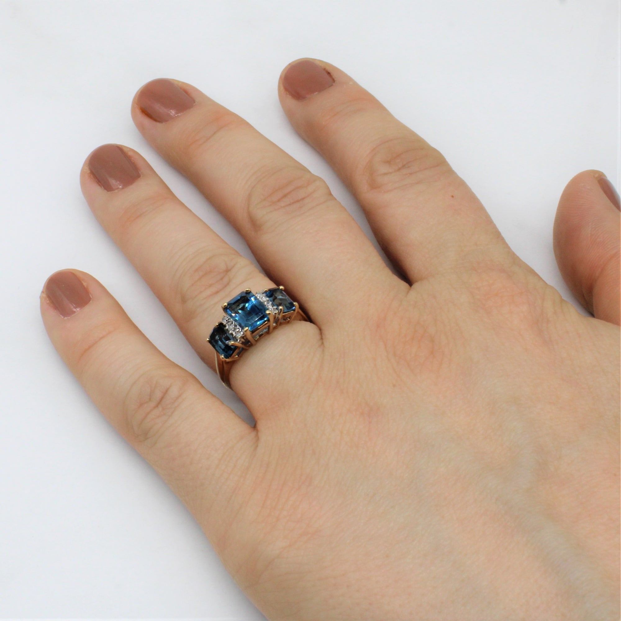 Blue Topaz & Diamond Ring | 2.70ctw, 0.06ctw | SZ 6.5 |