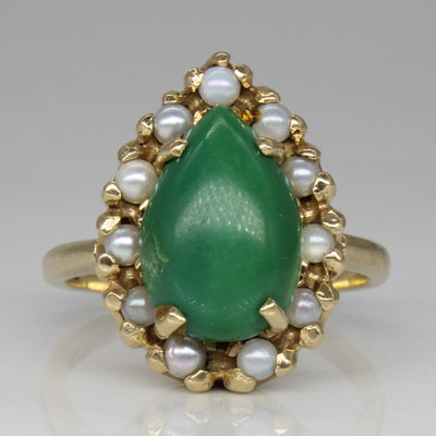 Turquoise Cabochon & Pearl Cocktail Ring | 4.00ct | SZ 8.25 |