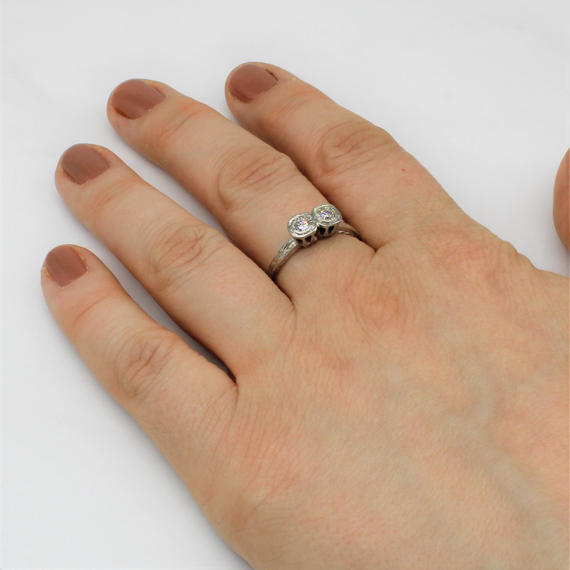 Art Deco Toi et Moi Diamond Ring | 0.18ctw | SZ 8.5 |
