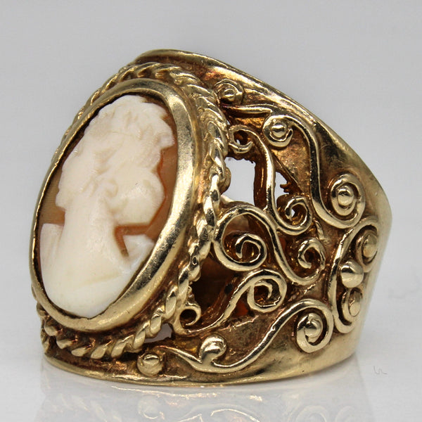 'Birks' Seashell Cameo Ornate Ring | 2.60ct | SZ 7.25 |