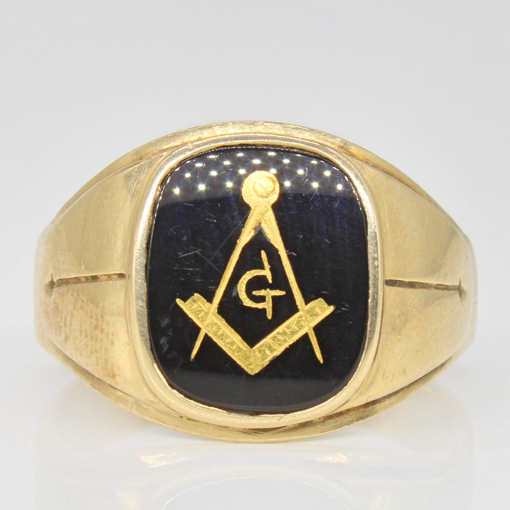 Masonic Onyx Cabochon Ring | 3.20ct | SZ 12 |