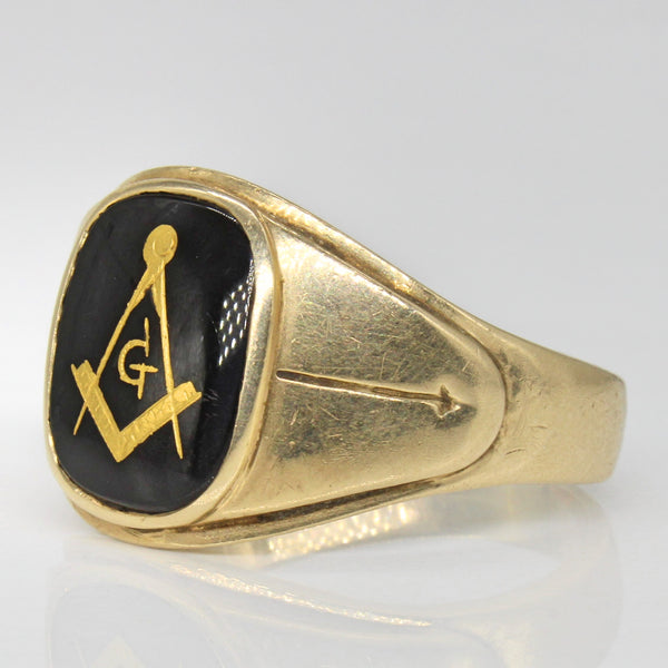 Masonic Onyx Cabochon Ring | 3.20ct | SZ 12 |