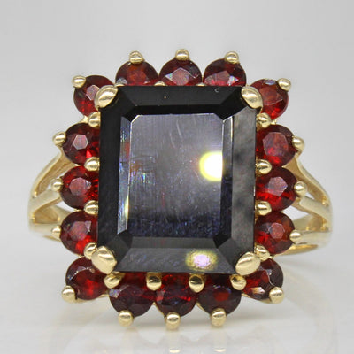 Garnet Halo Cocktail Ring | 8.89ctw | SZ 9 |