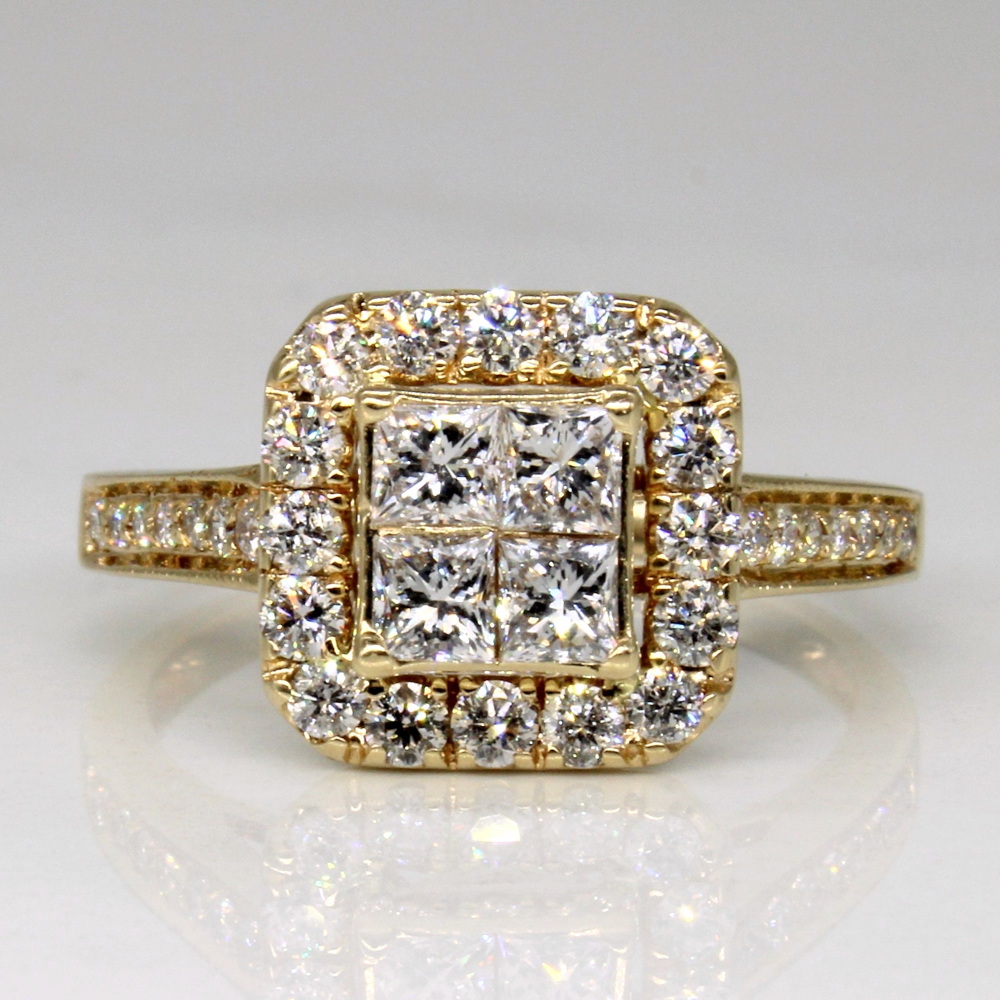 Princess Cut Diamond Cluster Engagement Ring | 1.00ctw | SZ 7 |