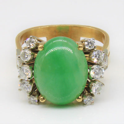 Jadeite & Diamond Cocktail 18k Ring | 5.00ct, 0.56ctw | SZ 6 |