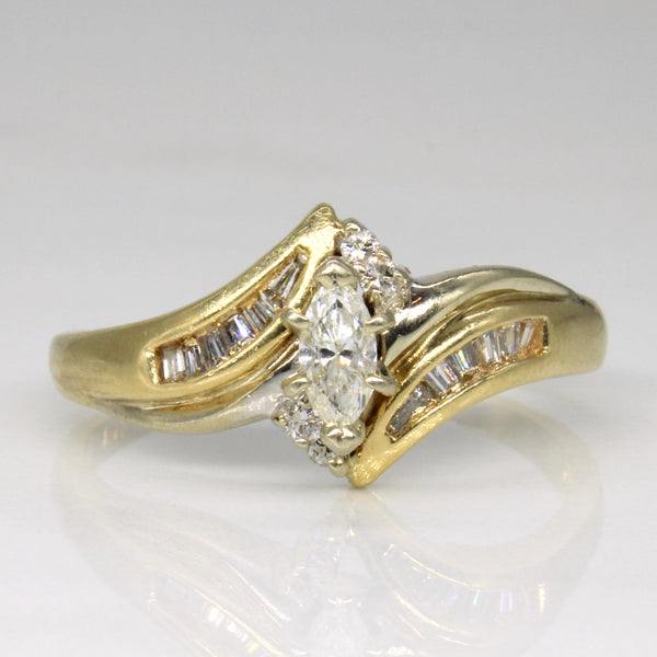 Marquise Diamond Bypass Engagement Ring | 0.30ctw | SZ 11 |