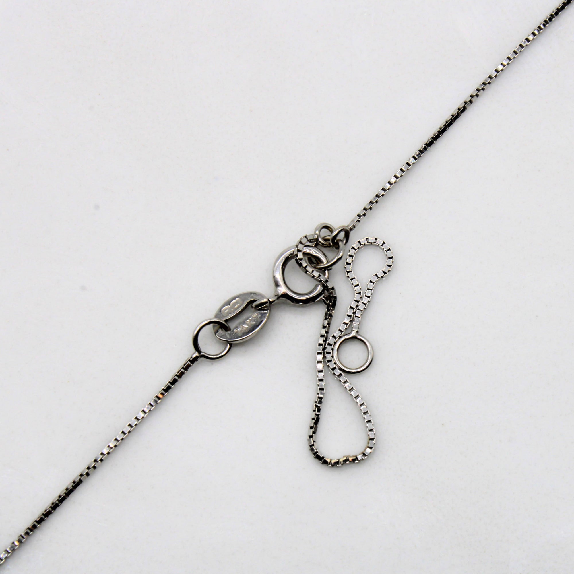 14k White Gold Box Chain With Extender |