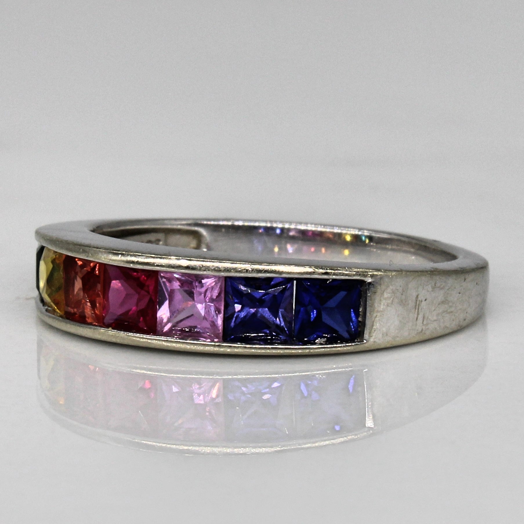 Synthetic Sapphire & Emerald Rainbow Ring | 1.00ctw, 0.11ct | SZ 7 |