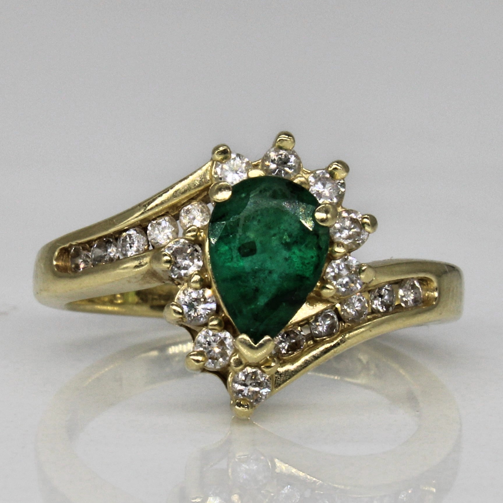 Emerald & Diamond Bypass Ring | 0.50ct, 0.38ctw | SZ 4.75 |