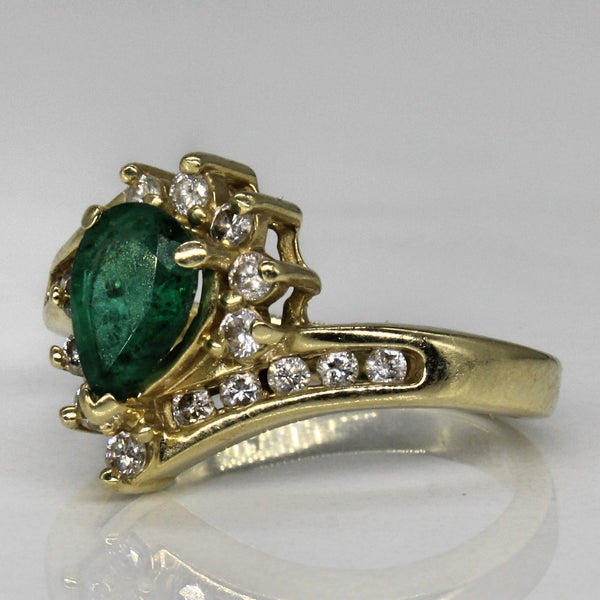 Emerald & Diamond Bypass Ring | 0.50ct, 0.38ctw | SZ 4.75 |