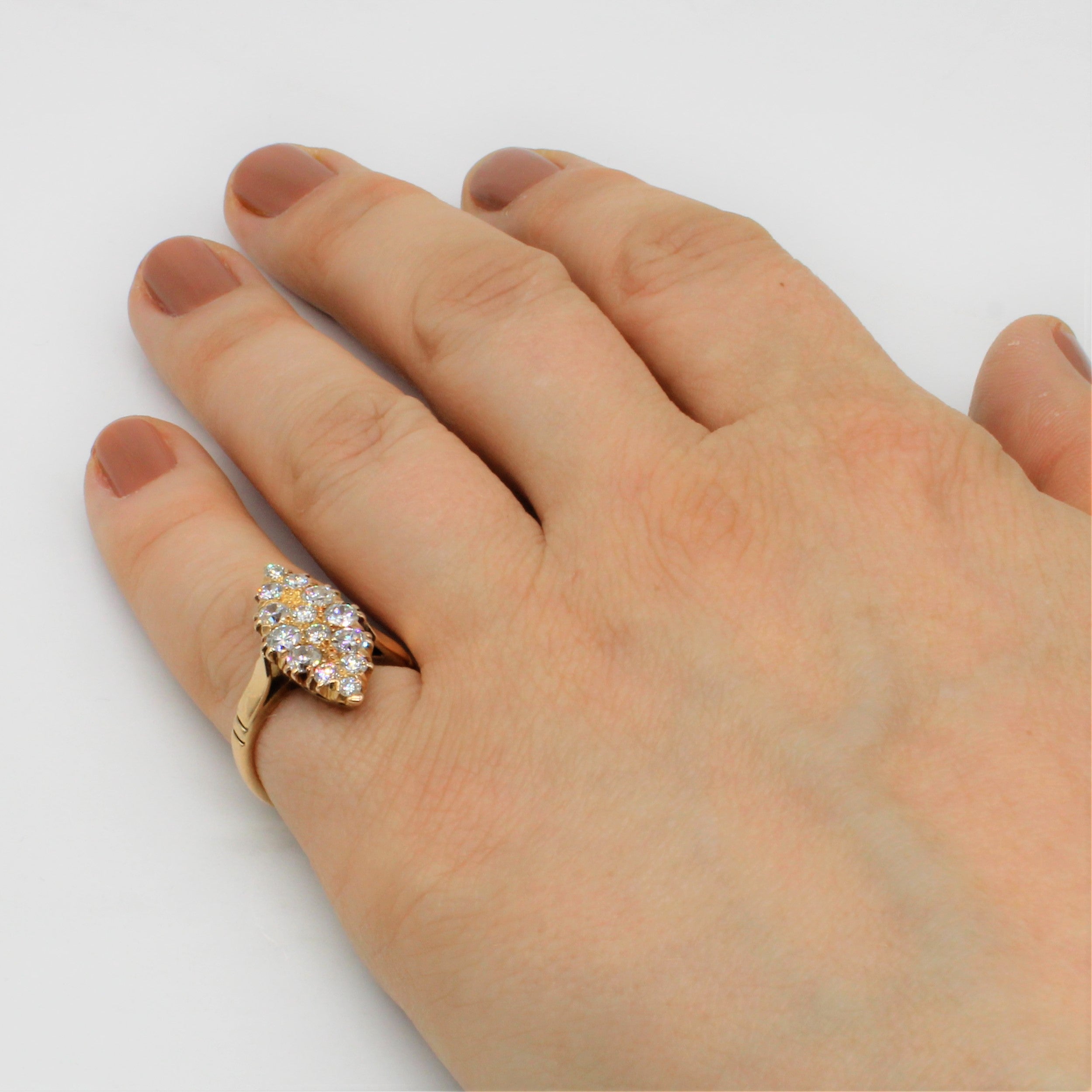 1890s Diamond Navette Ring | 1.30ctw | SZ 5.5 |