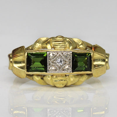 Tourmaline & Diamond Art Deco Style Ring | 0.54ctw, 0.01ct | SZ 6.25 |
