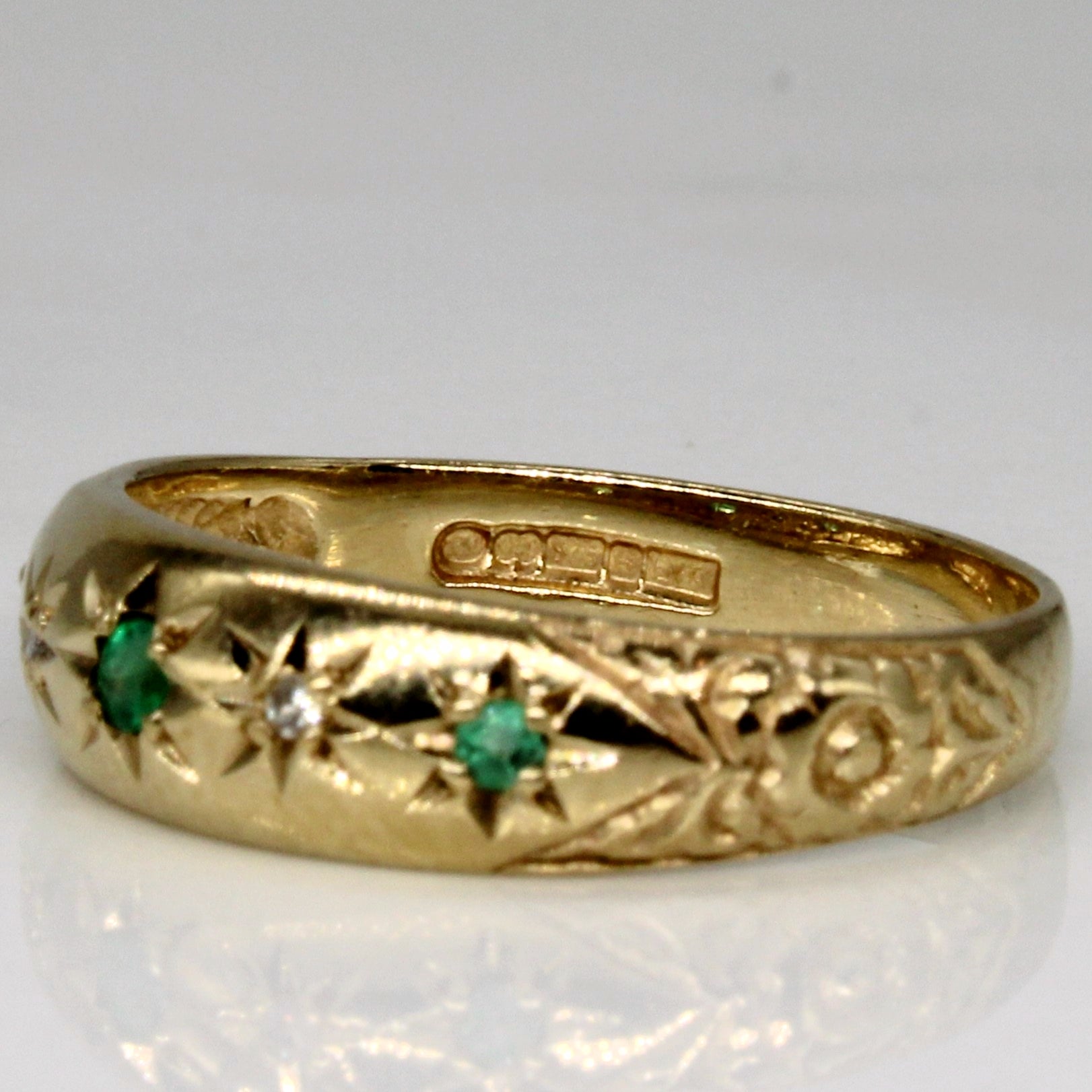 Emerald & Diamond Ornate Ring | 0.08ctw, 0.02ctw | SZ 5.75 |