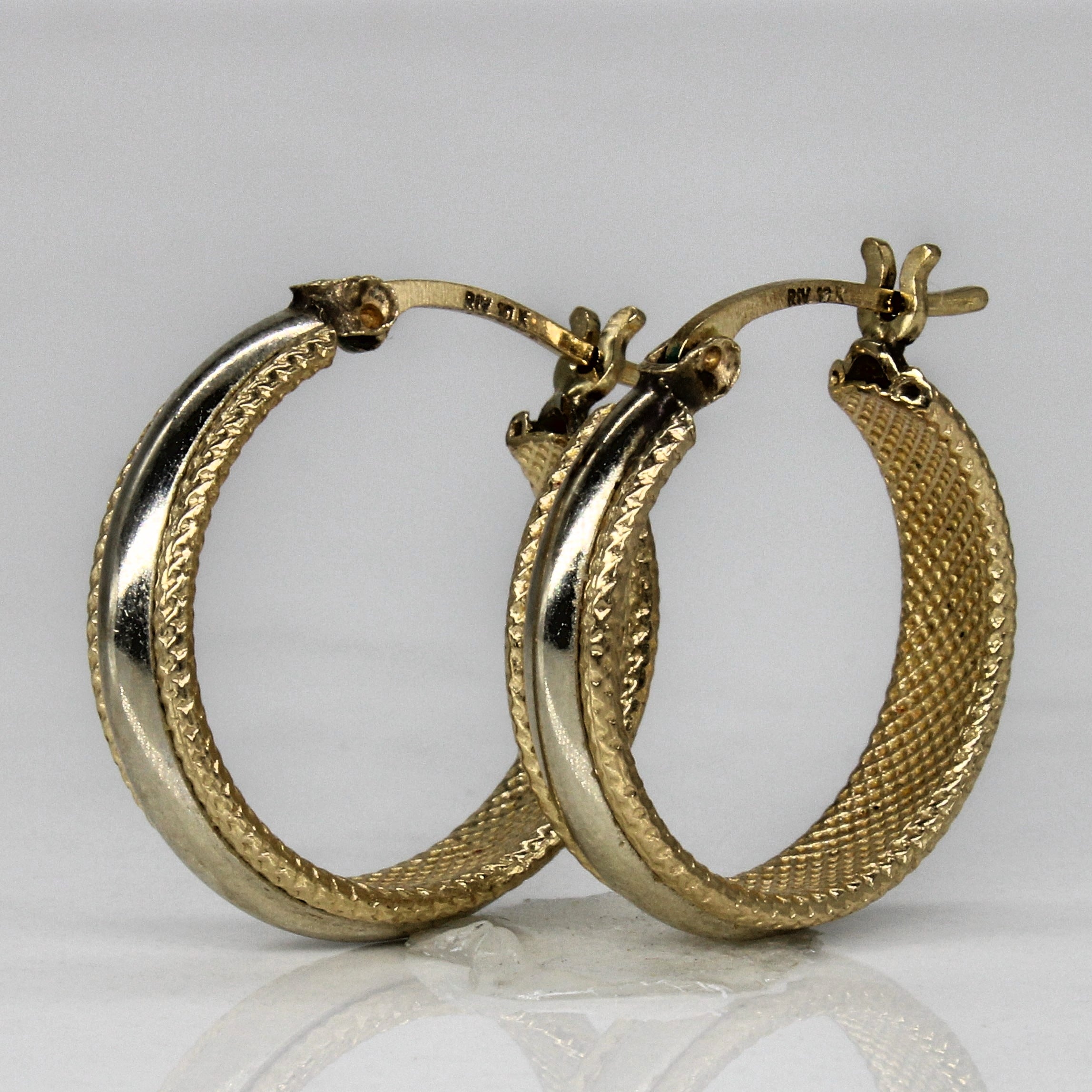 Two Tone Textured Hoops |