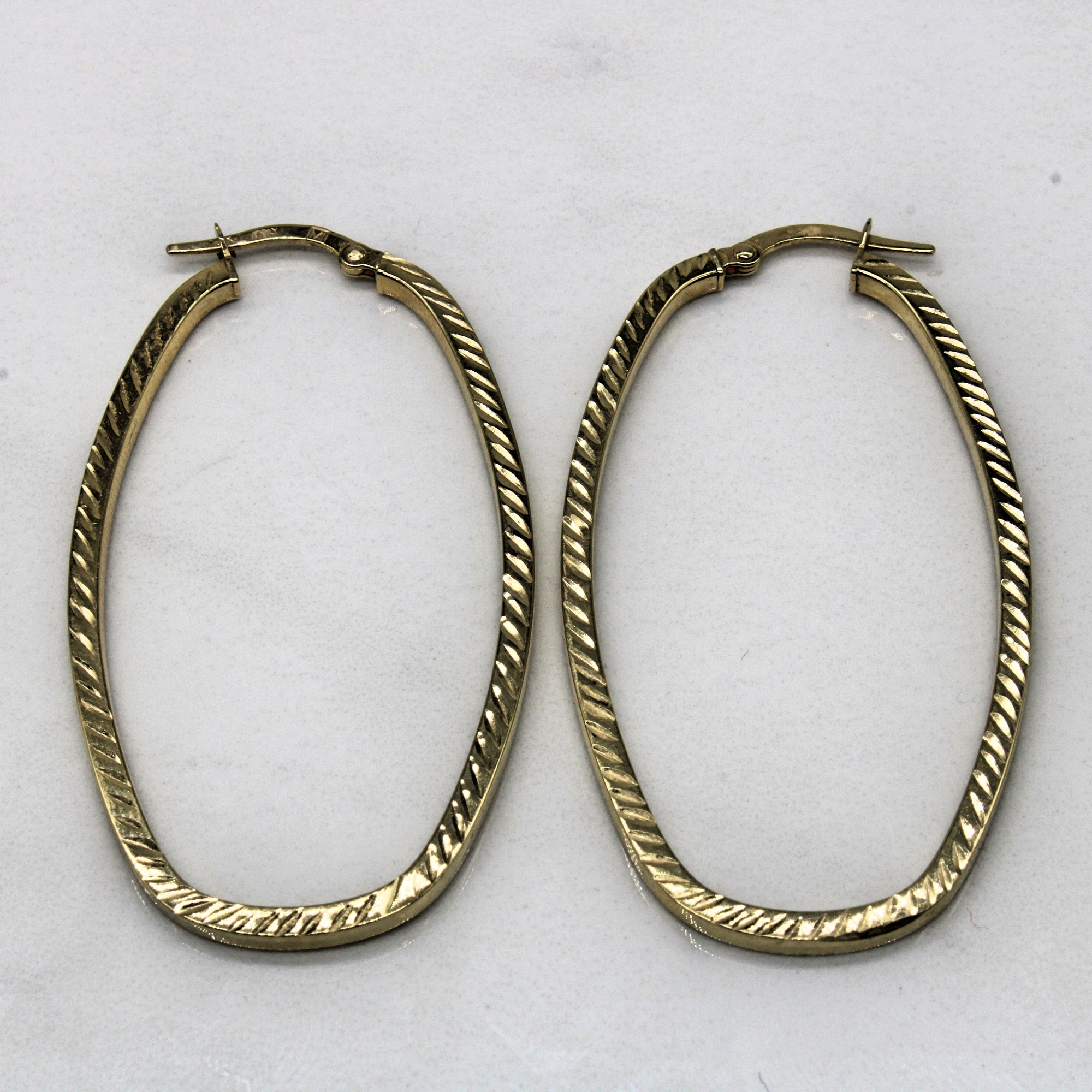Textured Oval Hoop Earrings |