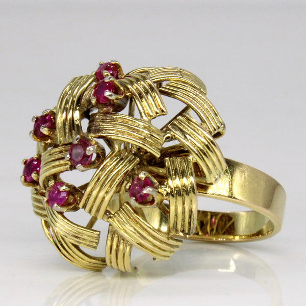 Braided Ruby Cocktail Ring | 0.45ctw | SZ 6.75 |