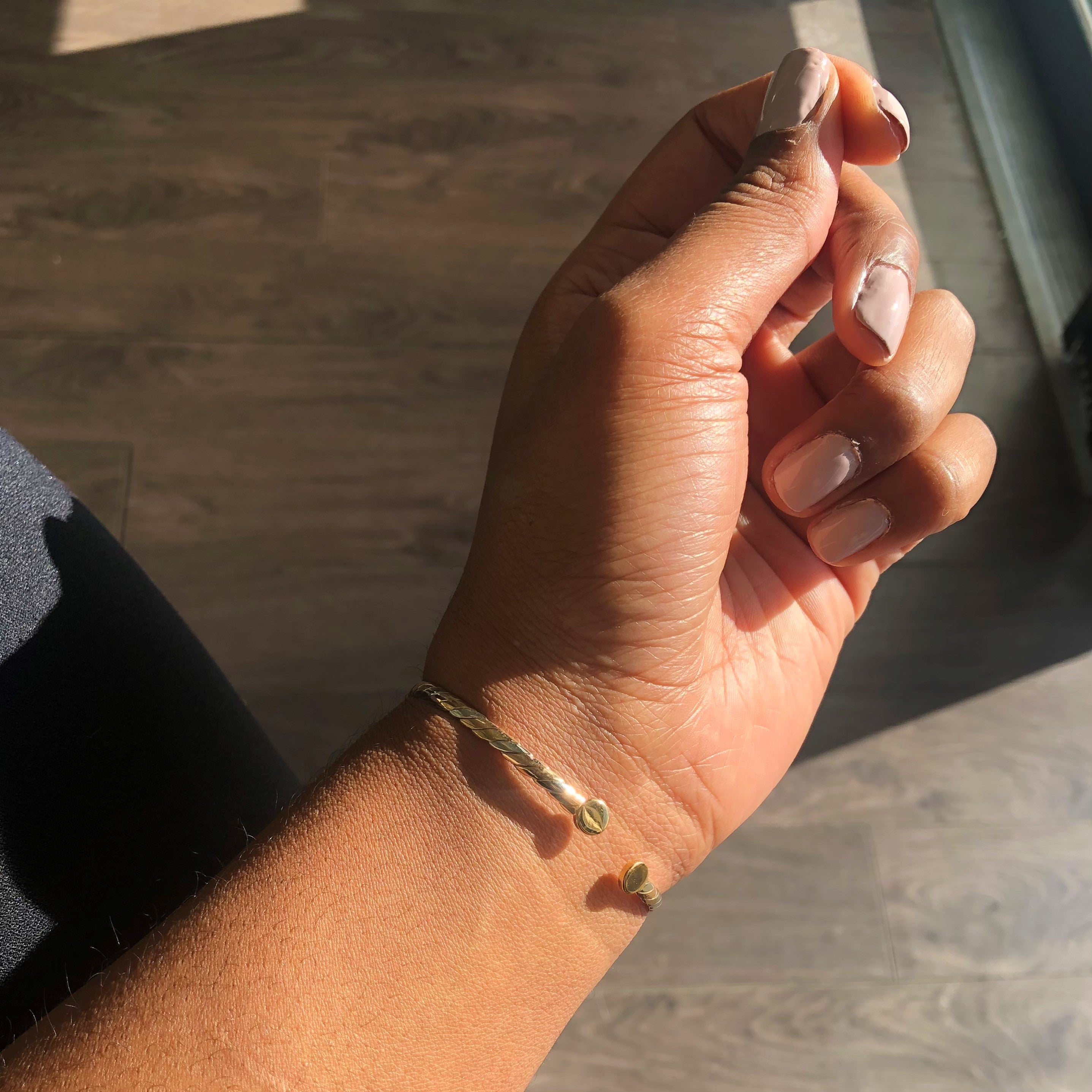 Italian Twisted Tri Tone Gold Bangle | 7" |