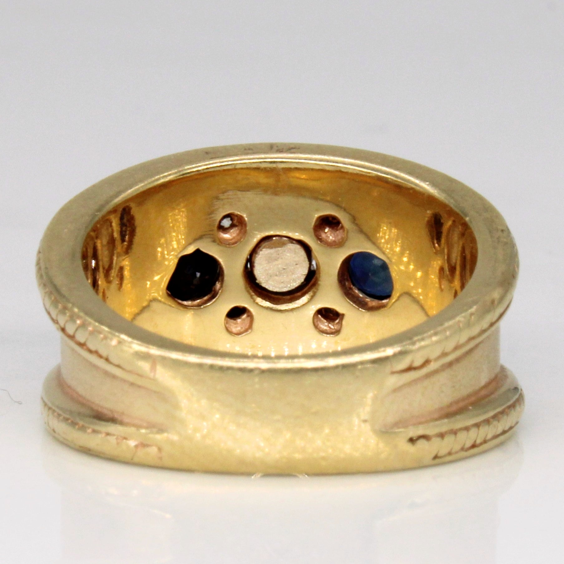 Bague ornée de saphirs et de diamants | 0,25 ct, 0,14 ct | Taille 5,5 | 