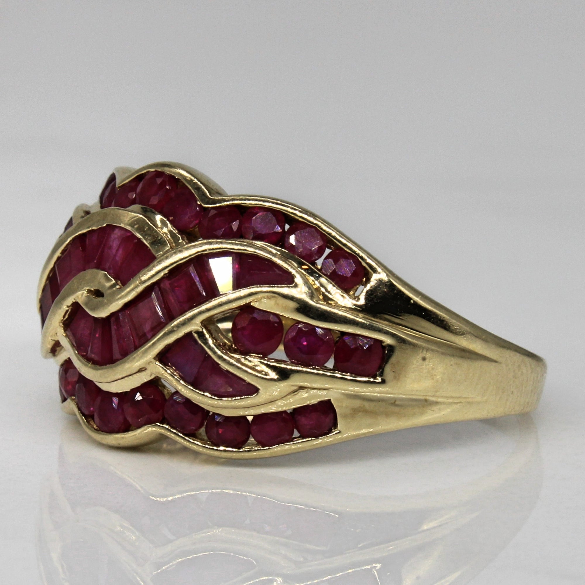 Channel Set Ruby Bypass Ring | 1.60ctw | SZ 9 |